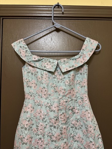 NWT LULU'S Dress XS Blue Favorite Song Floral Jacquard Off Shoulder Mini - Picture 9 of 9