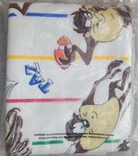 Vtg NEW Looney Tiny Tunes Taz Tasmanian Devil Satin Trim Blanket Throw FREEUSHIP