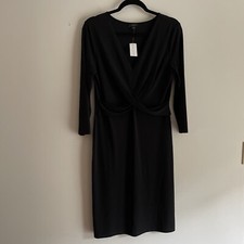 Ann Taylor Factory Women SZ M Black 3/4 Sleeve Criss Cross Top Sheath Dress NWT