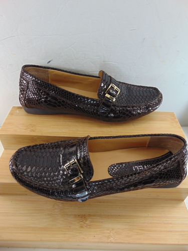 Van Eli Black PYTHON PRINT Leather Moccasin DRIVER MOCCASIN Flats 7 M $295.00 - Picture 2 of 6