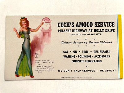 1940's Pinup Girl Advertising Blotter by Earl Moran Hickory Dickory Dock