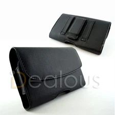 iPhone 16/16 Pro Premium Black Leather Holster Cover Pouch Case Fit