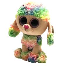 Rainbow Poodle Dog Plush Ty Beanie Boos 9.25" Tie Dye with Glitter Eyes w/ Tags