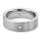 Brushed Tungsten Carbide Mens Ladies Wedding Engagement Silver Zirconia Ring 7mm