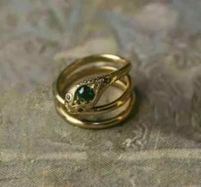 0.50 Ct Round Cut Lab-Created Green Emerald Snake Ring 14K Yellow Gold Plated