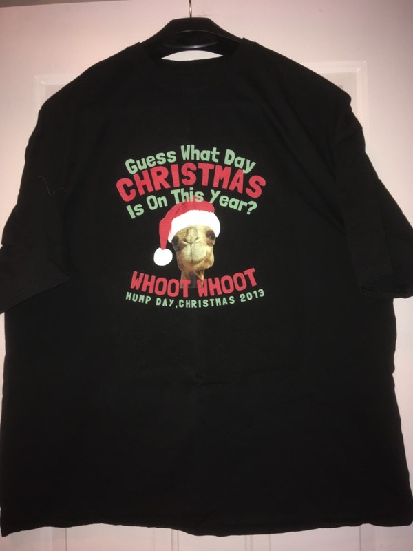 Unisex T Shirt Hanes "Xmas Hump Day" Black 4XL Crew neck Short sleeve Cotton