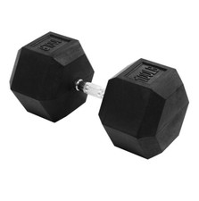 BalanceFrom Rubber Encased Hex Dumbbells, 100 lb Single, Black