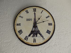 NEU LANDHAUS Wanduhr CUSINE shabby chic Küchenuhr Vintage Uhr Eifelturm