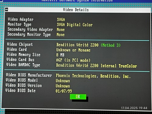 AGP 3D Graphics Card Supergrace SG-R2200A8 (Rendition Verite 2200) 8 MB RAM - Picture 7 of 11