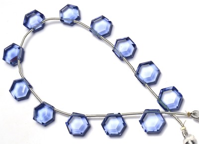Iolite Gem Color Hydro Quartz Faceted 11MM Approx. Hexagon Shape Beads 9''