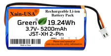 3.7V 5200mah (1000+ Cycle) Rechargeable Li-ion Battery Pack with JST-XH 2-P Plug