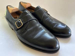 VINTAGE GUCCI SHOES MONK STRAP BUCKLE BLACK LEATHER ITALY SIZE 43 9.5 / 10