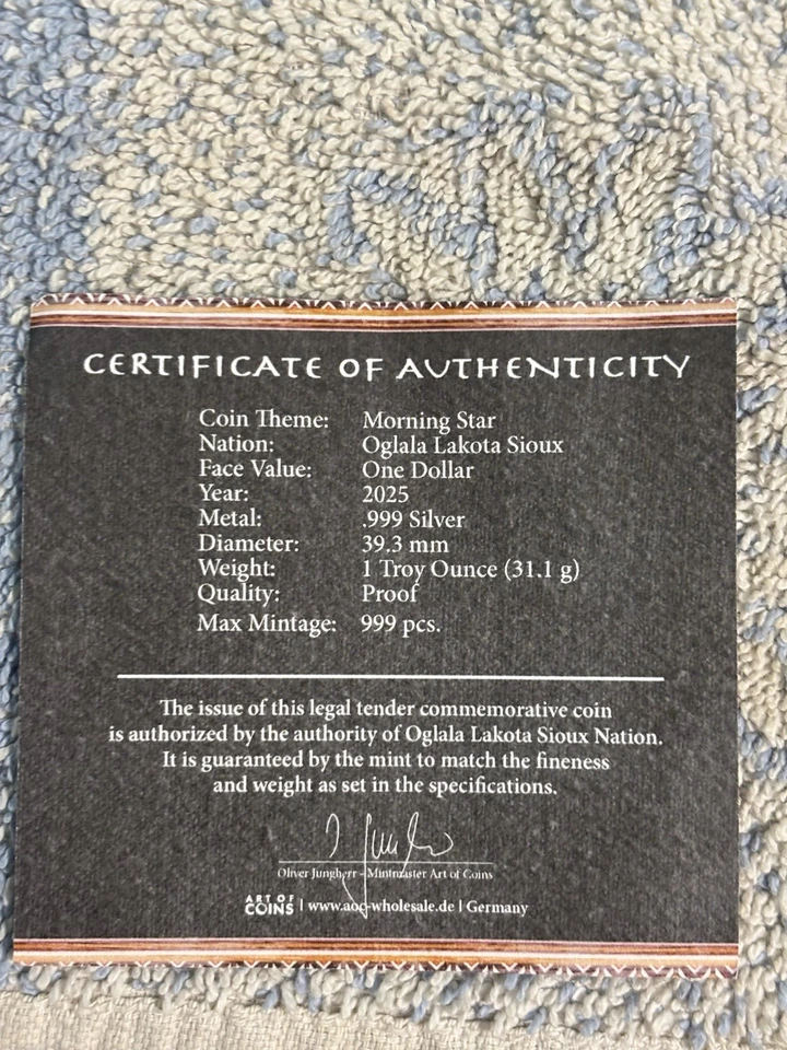 2025 SILVER $1 (MORNING STAR) OGLALA  LAKOTA SIOUX NATION NGC- PF70 ULTRA CAMEO. - Image 4 of 4