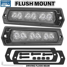 2x 8 120w Flush Mount Cree Led Light Bar Driving Flood Reverse Pods Offroad 4wd