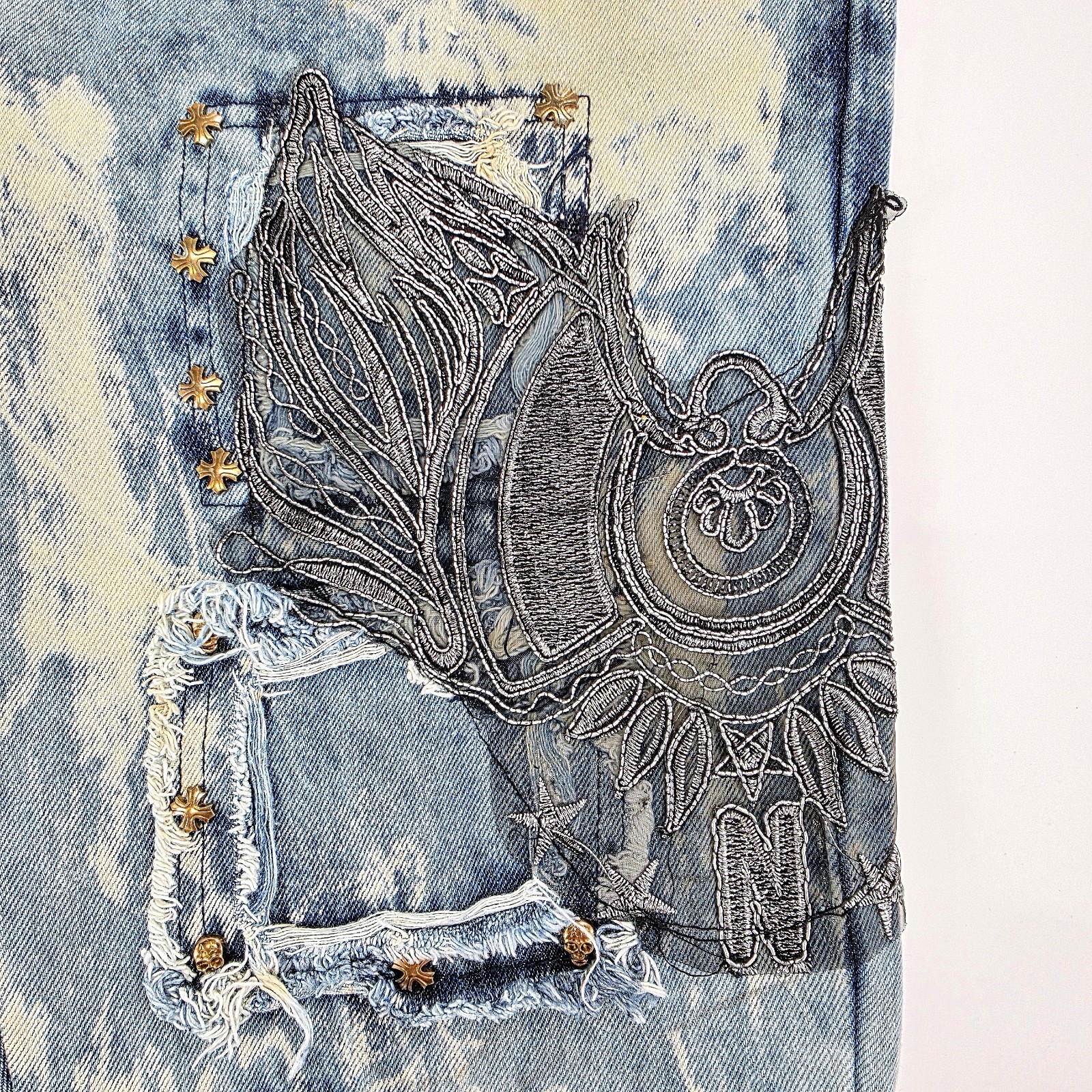 Imperious Patchwork Distressed Jeans Mens 36x32 S… - image 3