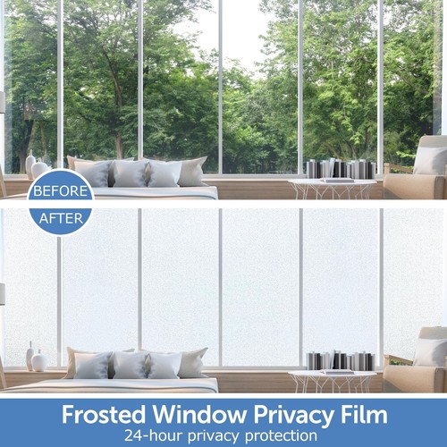 Frosted Window Privacy Film - Non Adhesive Static Cling Glass Stickers Sun UV... - Picture 2 of 7