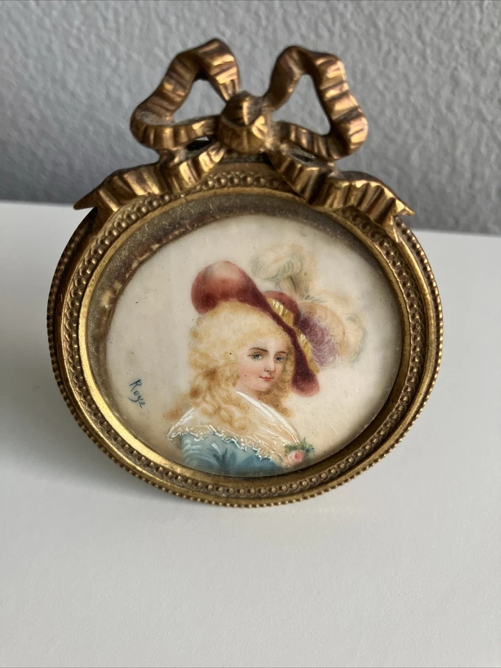 Antique French? Enamel Miniature Painting In Beautiful Frame Signed - Image 2 of 4