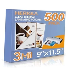  500 Pack Laminating Sheets, Holds 8.5 x 11 Inch Sheets, 3 Mil Clear 500PACK