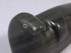 Soapstone Inuit Native Canada Figurine Black Seal  Vintage Sticker Signed