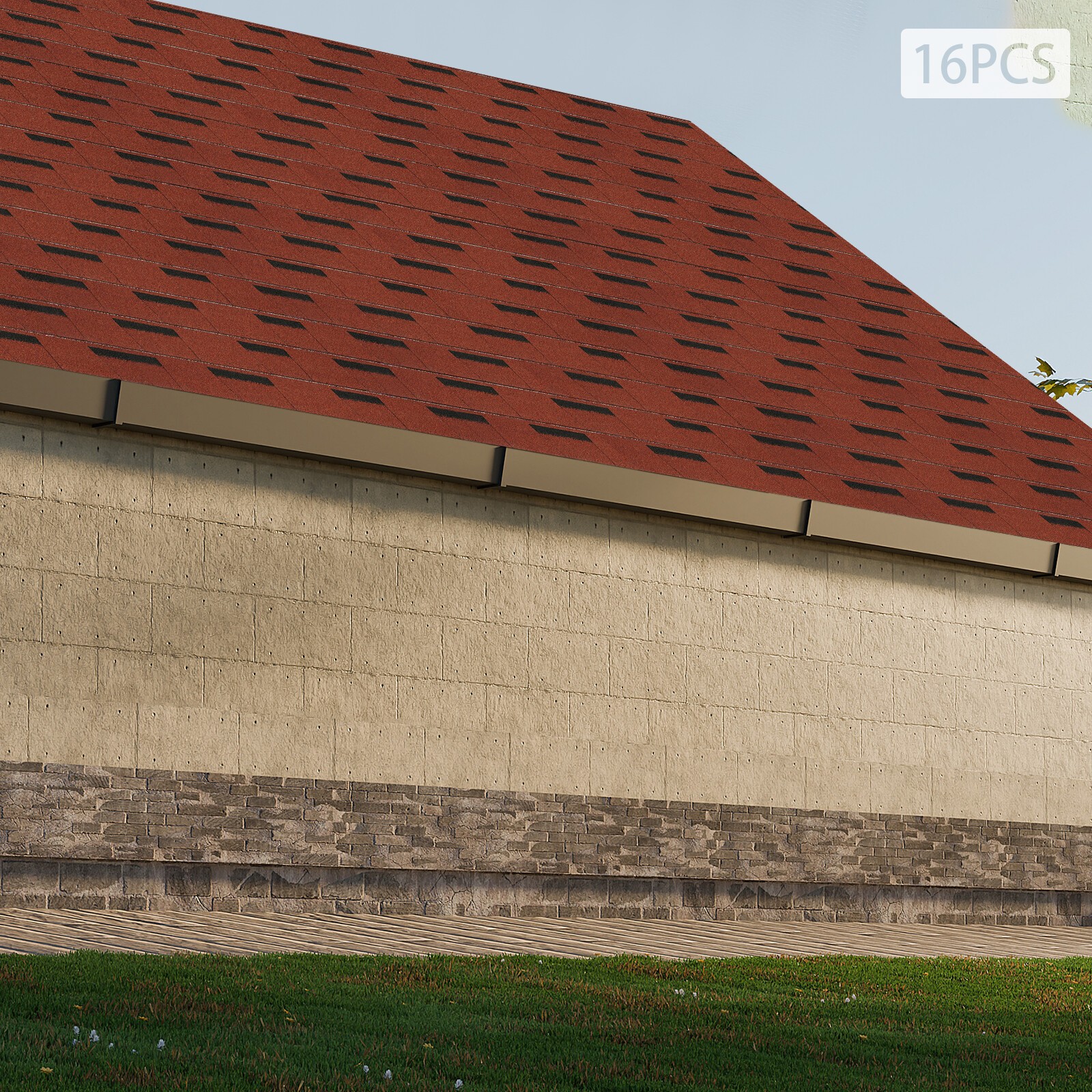 16x Roofing Shingles Asphalt Shingles Roof Tile Sheds 100*33.3cm/39.37*13.11in