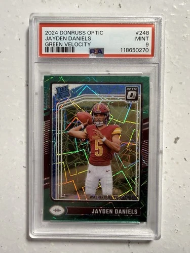 2024 Panini Optic Rated Rookie Jayden Daniels Green Velocity Prizm PSA 9