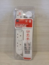 Masterplug Four Socket Extension Lead, 2 Metre Cable, 36 x 5.5 x 3 cm, White