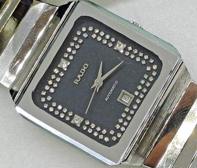 VINTAGE RADO DIASTAR 661 3230 4 DIAMOND AUTOMATIC MENS WATCH SILVER SQUARE S.S