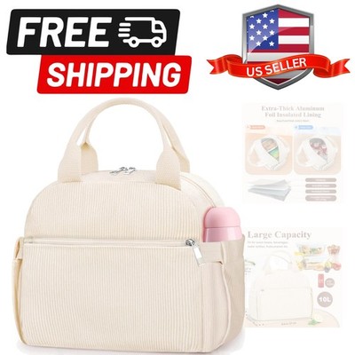Lunch Bag Lunch Box for Women, Cute Corduroy Insulated Reusable Work Leakproo...