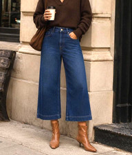 Pilcro the Skipper Anthropologie Women's Wide Leg Crop Denim Pants Jeans SZ 25