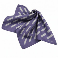 NWT TOM FORD Purple White Geometric Silk Pocket Square Italy 16"