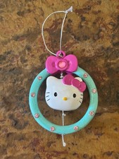 Sanrio Hello Kitty Christmas Ornament Spinning Green Wreath Pink Bow 2011