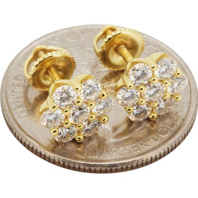 Moissanite 14k Gold Vermeil Cluster Screw Back Stud Earrings