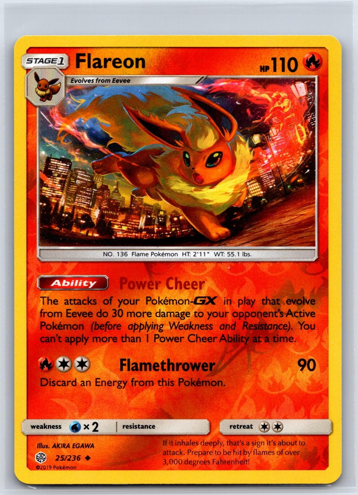 Flareon 25/236 Uncommon Cosmic Eclipse Pokemon Reverse Holo NM/M 526d-40