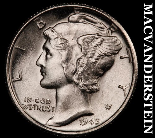 1945-S Silver Mercury Dime-Choice Gem BU ++++ Lustrous No Reserve #i3863