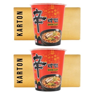 24x68g Nong Shim Instant Cup Nudeln Shin Ramyun scharf Instantnudeln