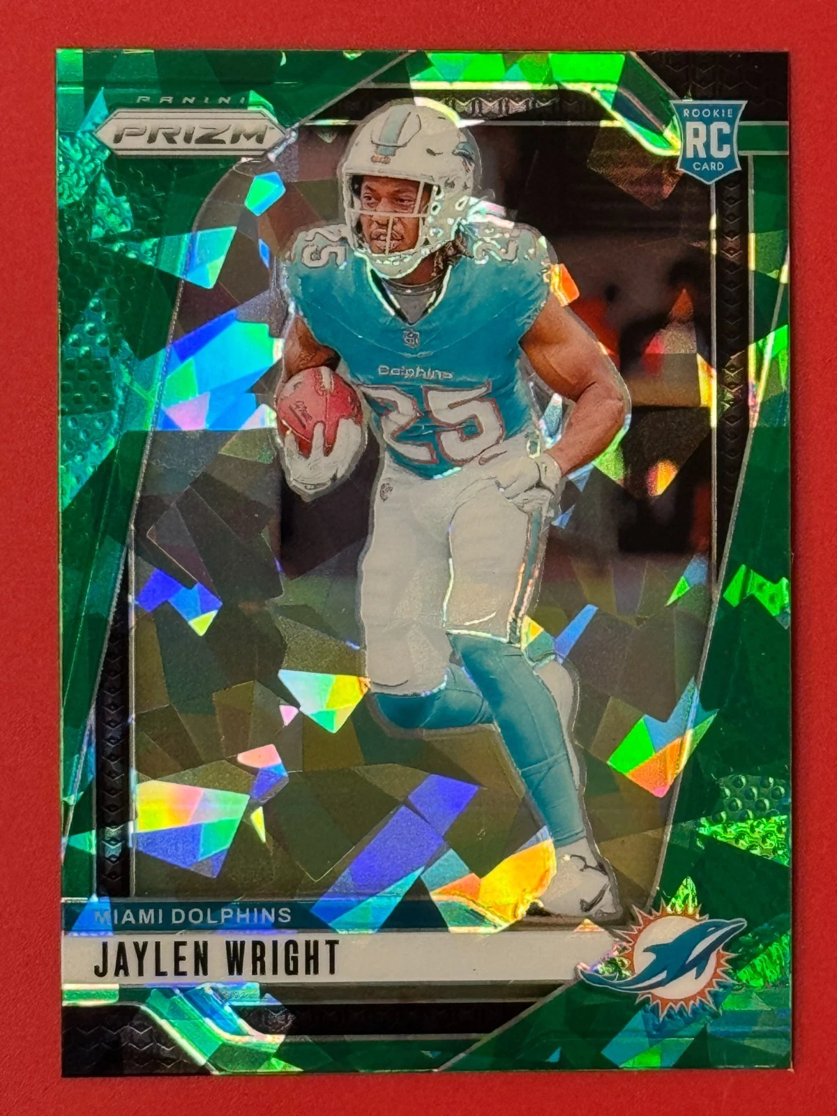 2024 Panini Prizm Jaylen Wright #348 RC Dolphins Rookie Green Ice