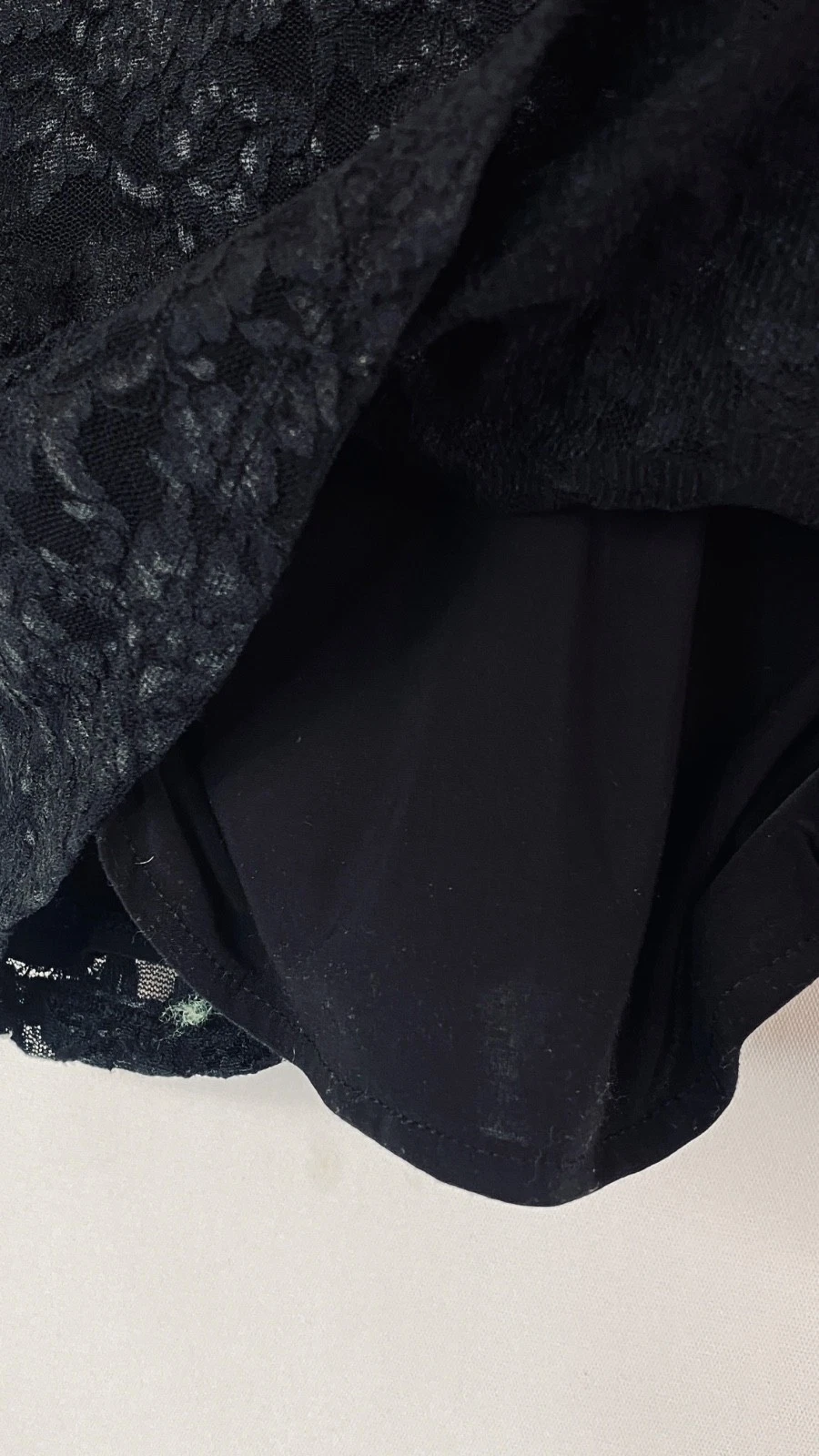 UNDERCOVER Mini abito nero Victoria's Secret pizzo XS manica lunga schiena aperta bodycon trasparente