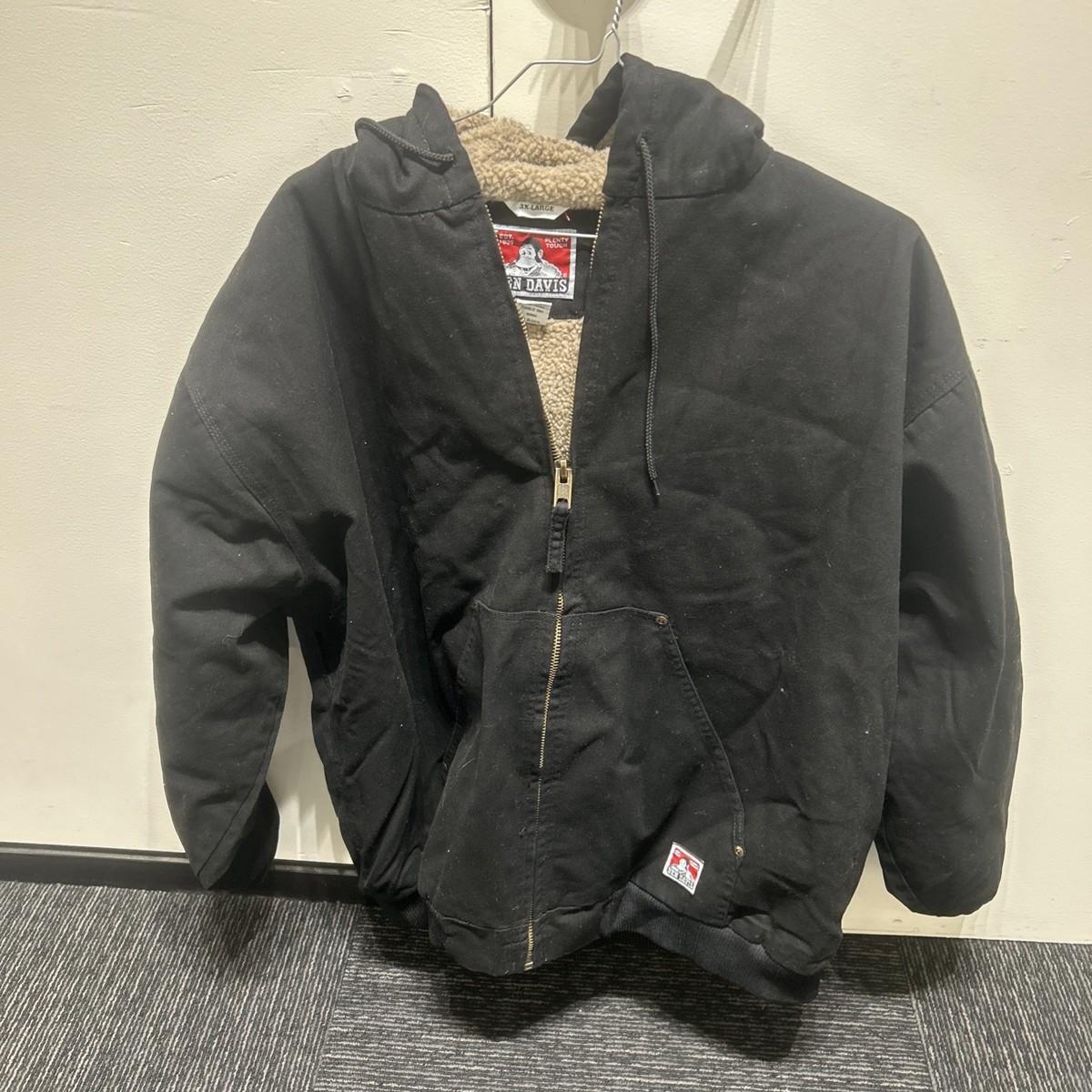 ジャケット・ブルゾン xxxkohxxx Ben Davis Jacket Men's XXX Large Fleece -Lined Hooded Black Canvas