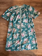 Vintage 80s Leisure Life Robe Womens Small Floral Kaftan House Coat USA Cottage