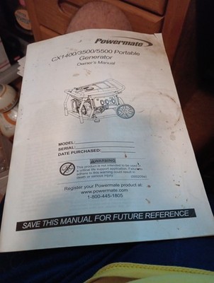 Powermate CX 1400/3500/5500 Portable Generator Owner's Manual