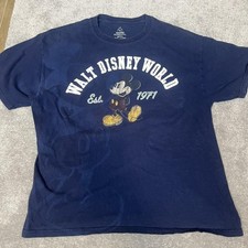 Disney Mickey Mouse Shirt Mens XL Navy Walt Disney World 1971 Graphic