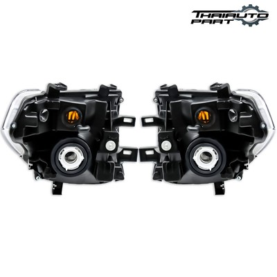 Pair LR Left Right Head Light Black Lamp For Nissan Navara D40