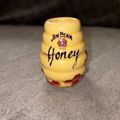 Jim Beam Whisky Honey Comb Shot Glass Bee Ceramic Beehive Yellow Alcohol Wasp