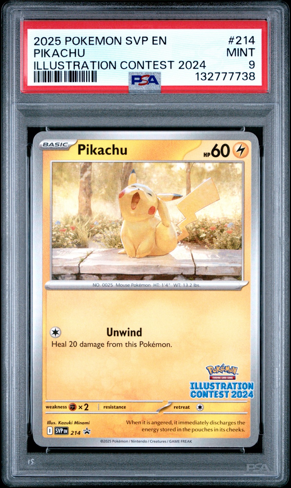 2025 POKEMON SVP EN-SV BLACK STAR PROMO ILLUSTRATION CONTEST 2024 PIKACHU PSA 9