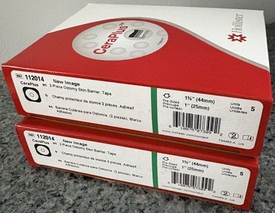 New Holllister New Image Flat CeraPlus Skin Barrier w/ Tape 112014, 2 boxes of 5