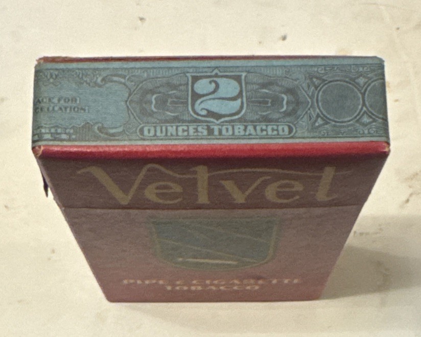 Vintage Velvet Red Pipe Cigarette Tobacco Cardboard Box EMPTY Collectible Decor