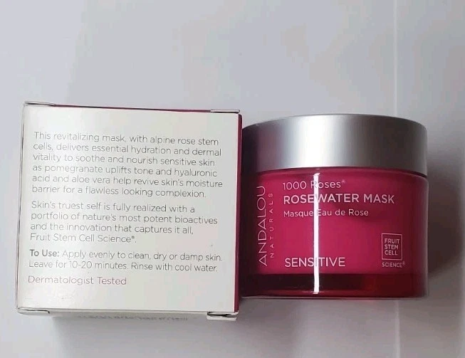 Máscara de agua de rosas Andalou Naturals - 1000 rosas - 1,7 oz nueva con caja envío gratuito Foto 3 de 4