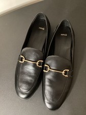 Mango MNG Men’s Black Leather Loafers Gold Hardware Size 42/ US 9