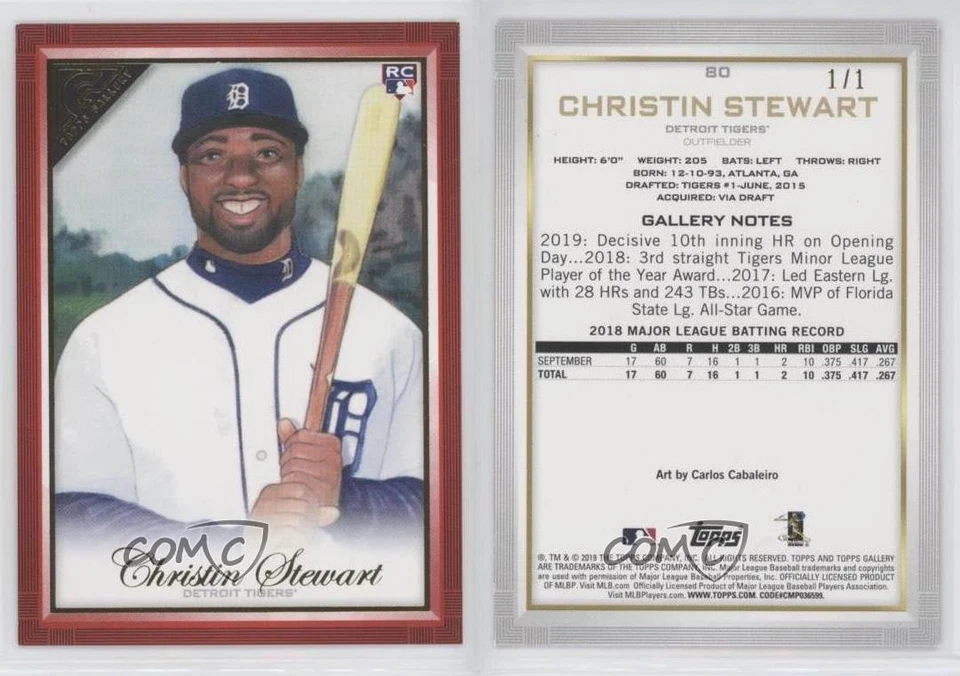 2019 Topps Gallery Red 1/1 Christin Stewart #80 Rookie RC y0i - Image 3 of 3