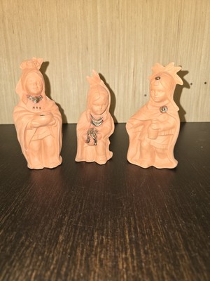 Vintage Terracotta Native American Girls Clay And Gold